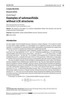 Examples of Solvmanifolds Without LCK Structures Received September 28, 2017; Accepted March 6, 2018