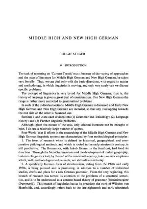 Middle High and New High German