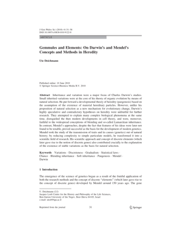 On Darwin's and Mendel's Concepts and Methods in Heredity