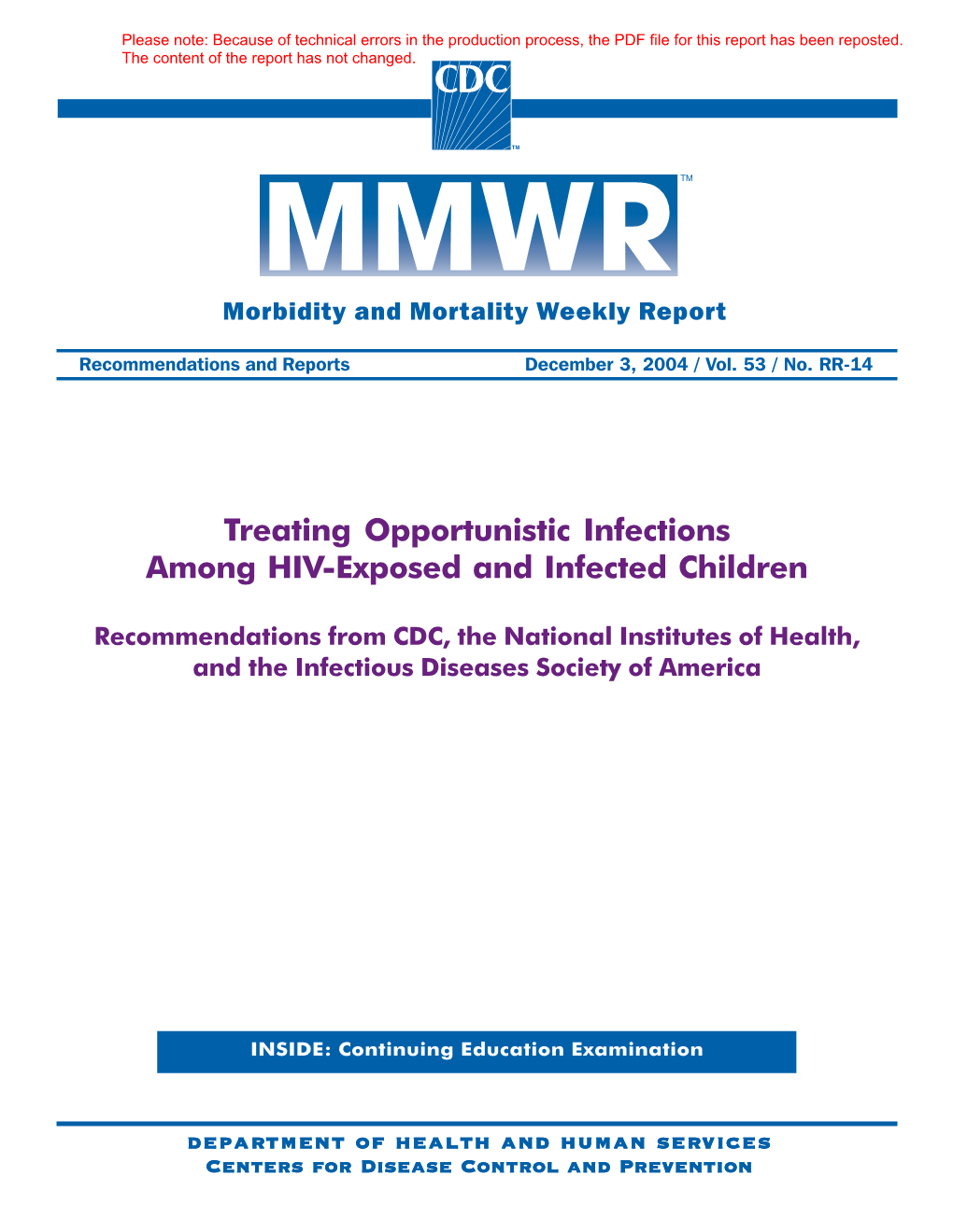 Treating Opportunistic Infections Among HIV-Exposed and Infected Children