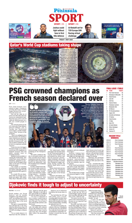 PSG Crowned Champions As French Season Declared Over
