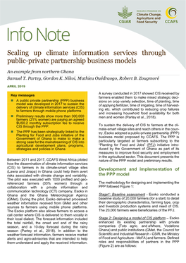 Scaling up Climate Information Services Through Public-Private Partnership Business Models