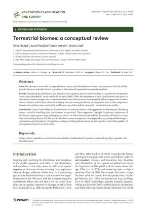 Terrestrial Biomes: a Conceptual Review