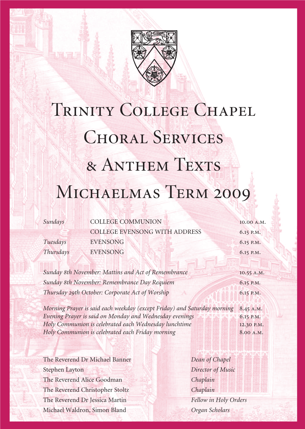 Trinity Choral Services:Choral Services 2 22/9/09 14:26 Page 1