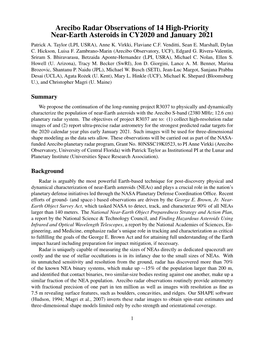 Arecibo Radar Observations of 14 High-Priority Near-Earth Asteroids in CY2020 and January 2021 Patrick A