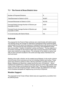 7.3 the Forest of Dean District Area Rationale Member Support
