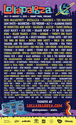 LOLLAPALOOZA.COM @Lollapalooza / #Lolla