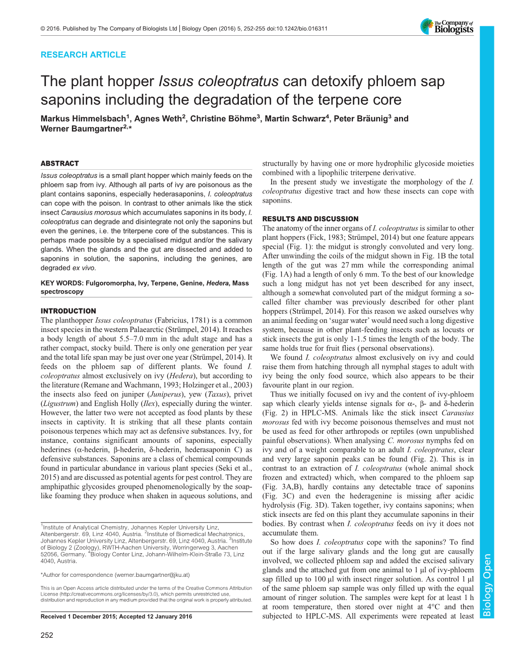 The Plant Hopper Issus Coleoptratus Can Detoxify Phloem Sap Saponins