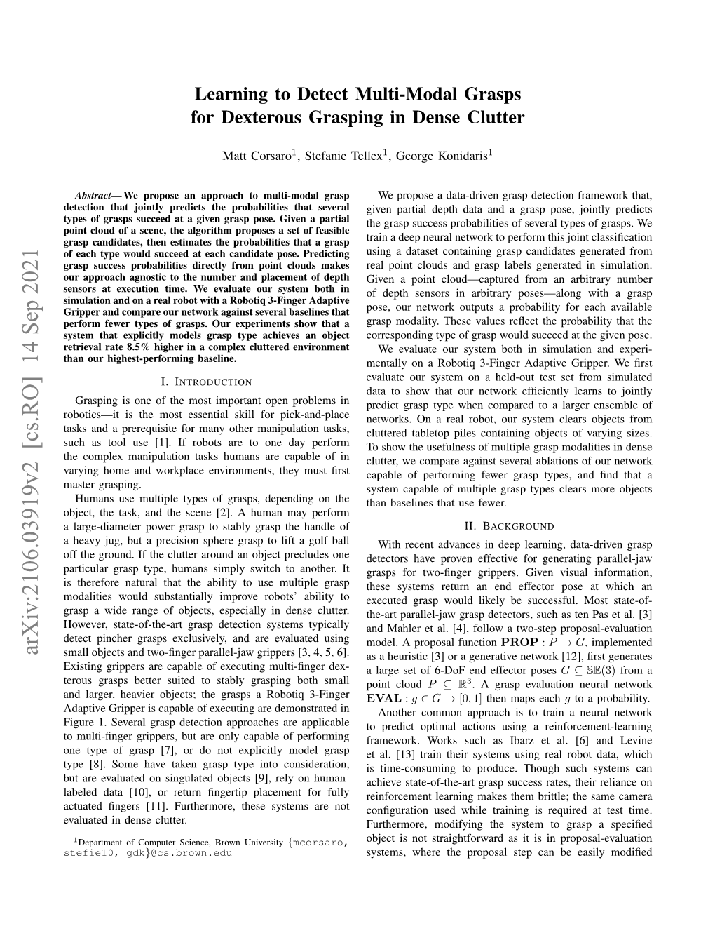 Learning to Detect Multi-Modal Grasps for Dexterous Grasping in Dense Clutter