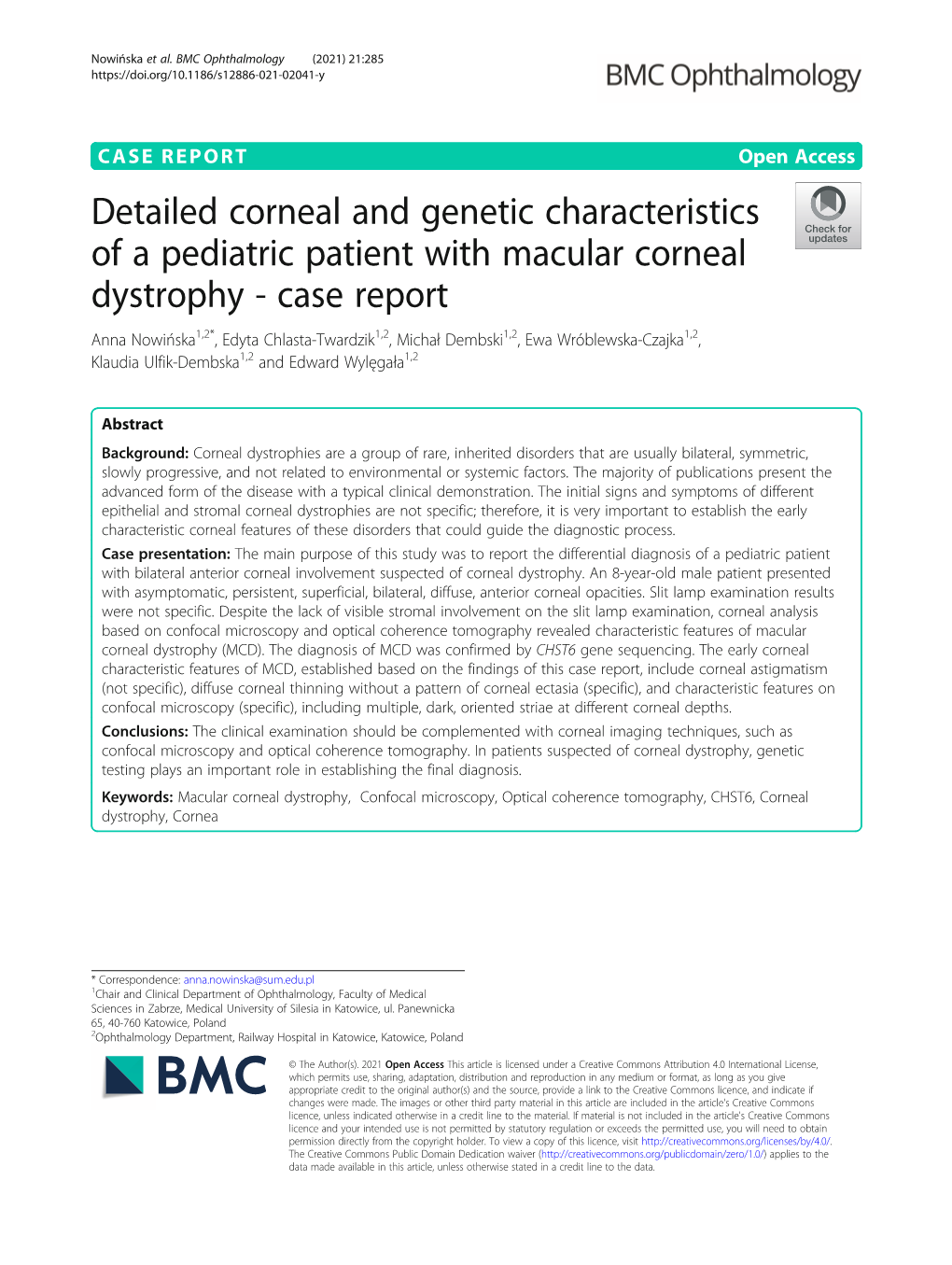 Detailed Corneal and Genetic Characteristics of a Pediatric Patient