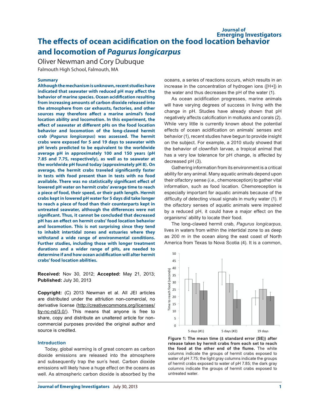 The Effects of Ocean Acidification on the Food Location Behavior And