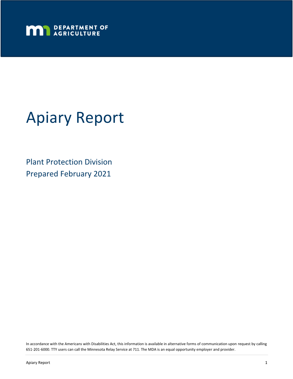 Apiary Report