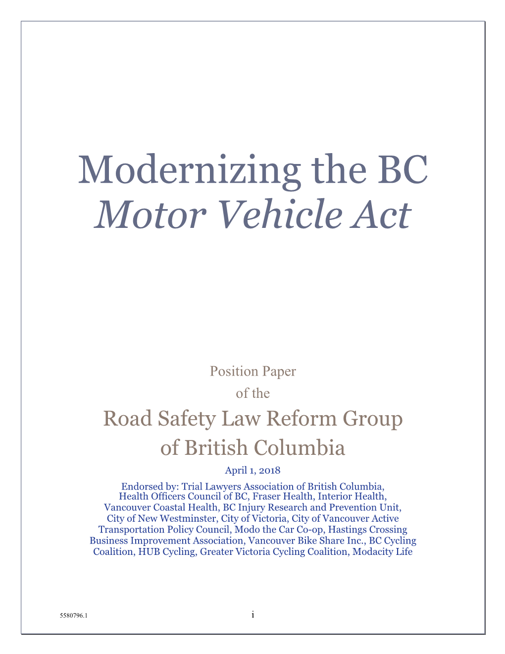 Modernizing the BC Motor Vehicle Act