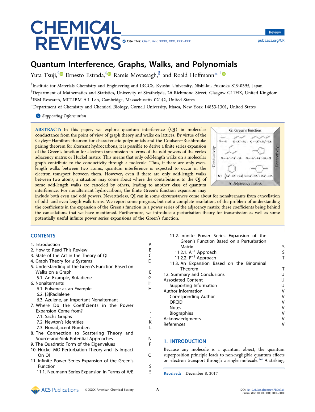 Quantum Interference, Graphs, Walks, and Polynomials