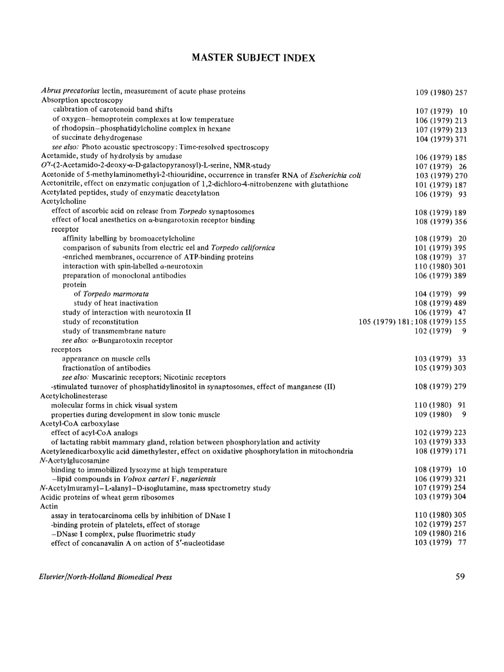 Master Subject Index