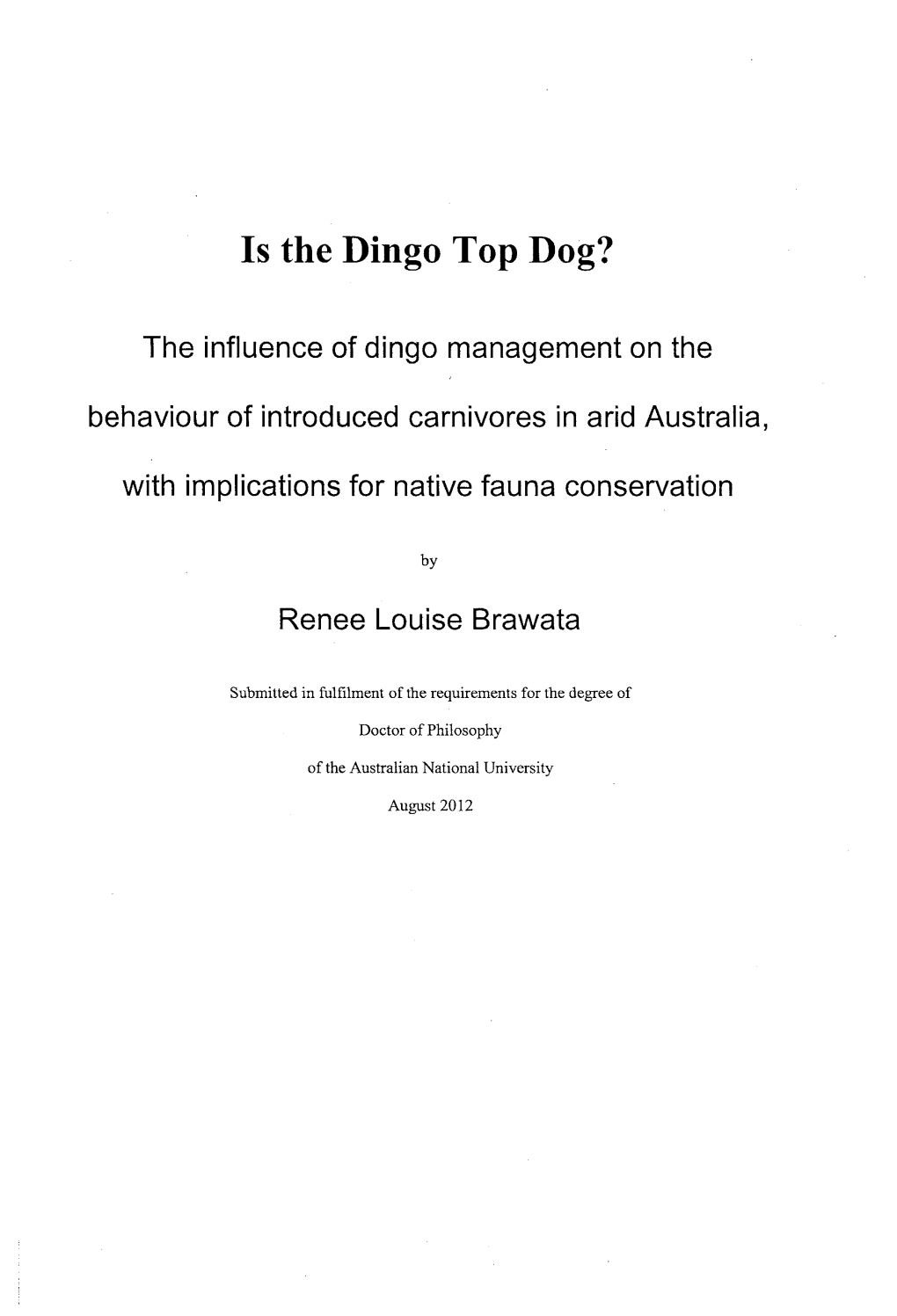 Is the Dingo Top Dog?
