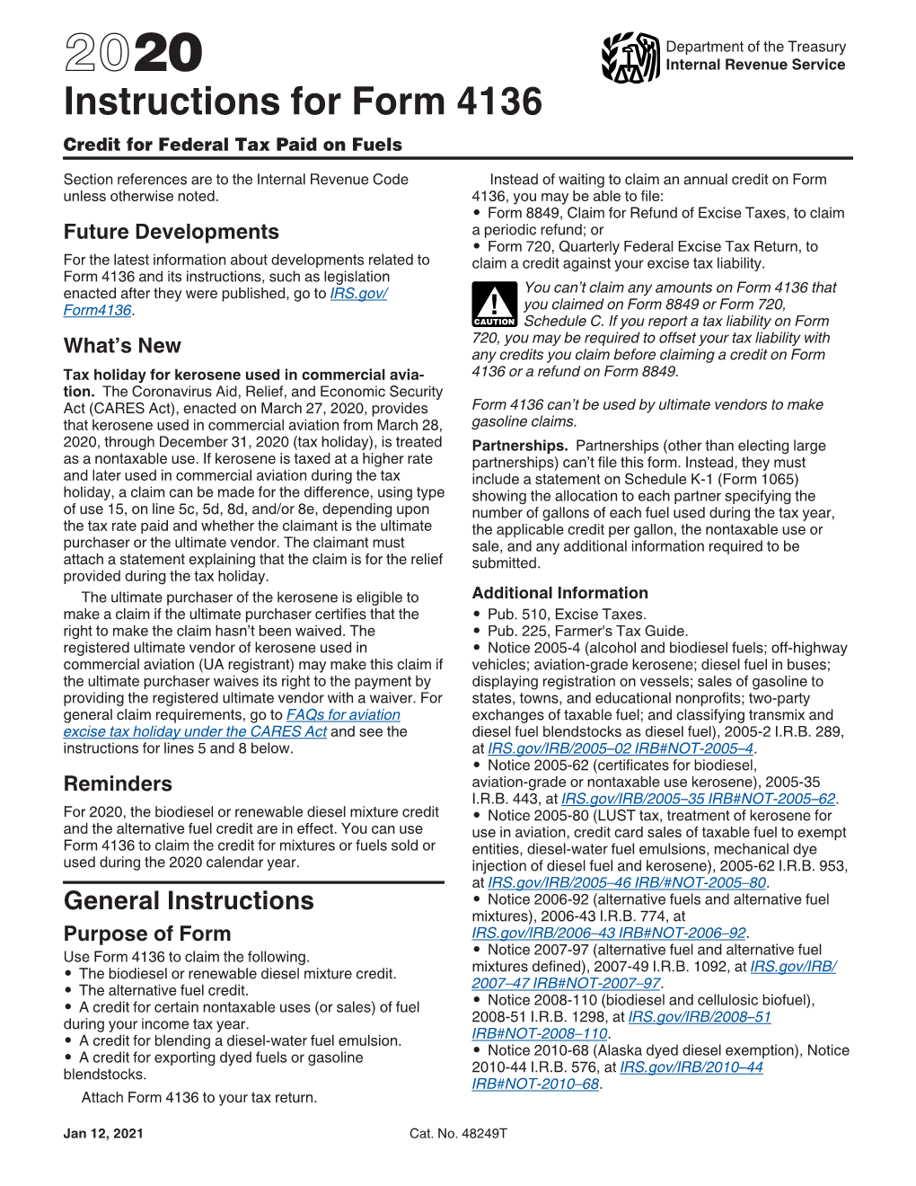 2020 Instructions for Form 4136