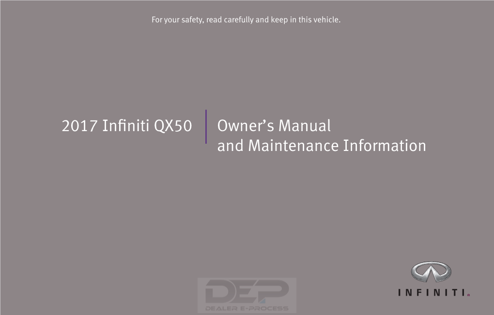 2017 Infiniti QX50 | Owner's Manual