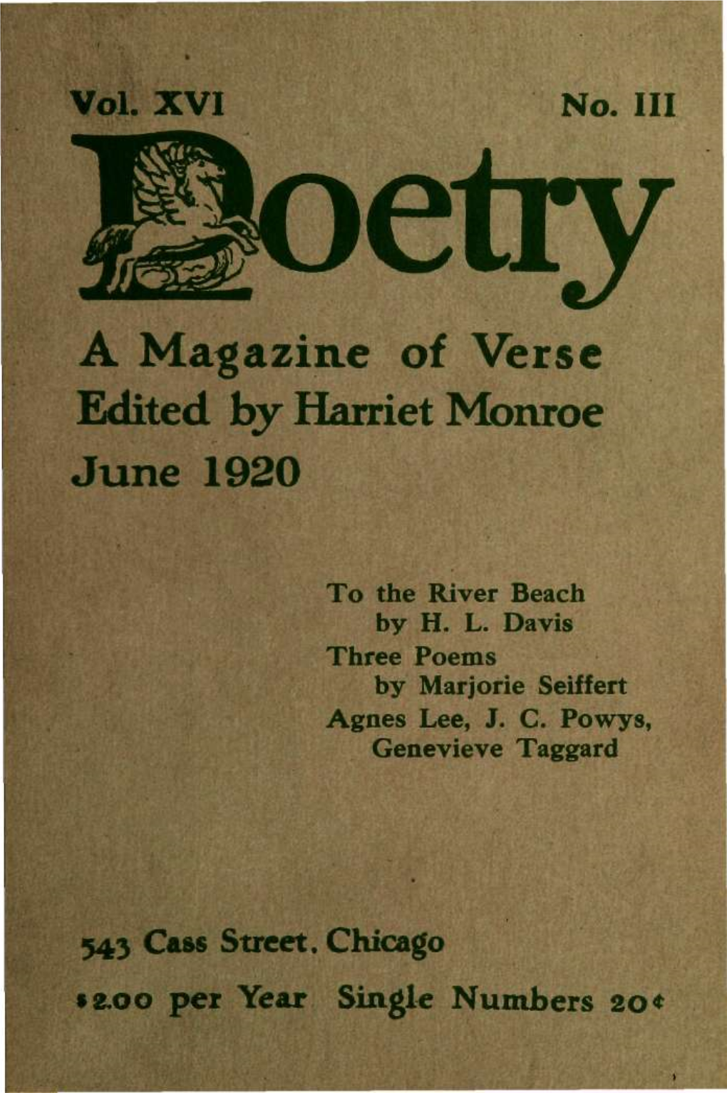 A Magazine of Verse Edited by Harriet Monroe June 1920