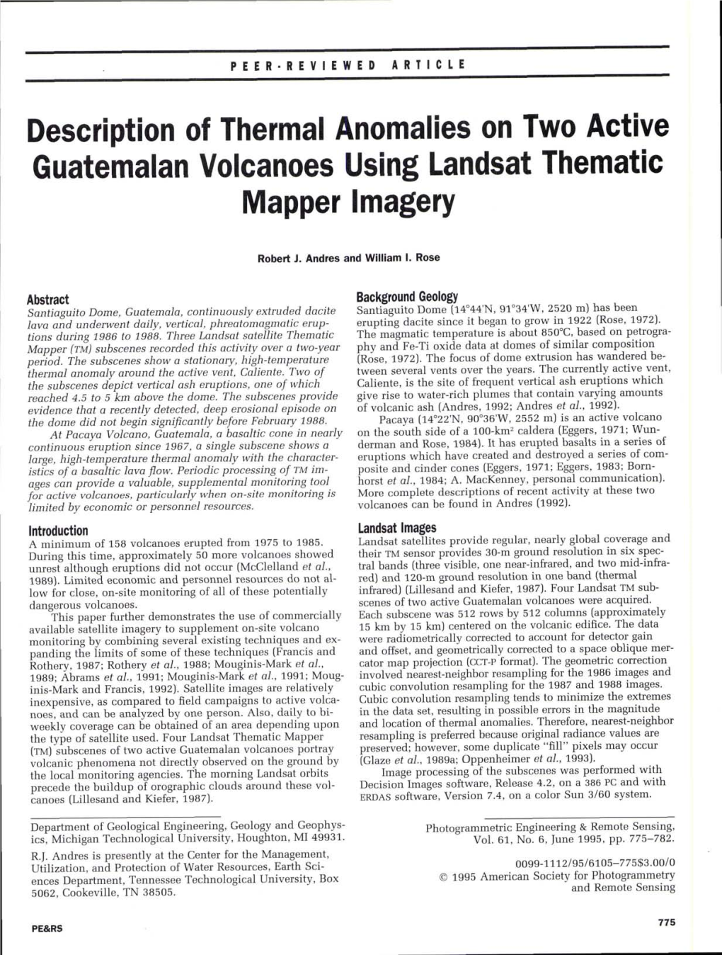 Description of Thermal Anomalies on Two Active Guatemalan Volcanoes