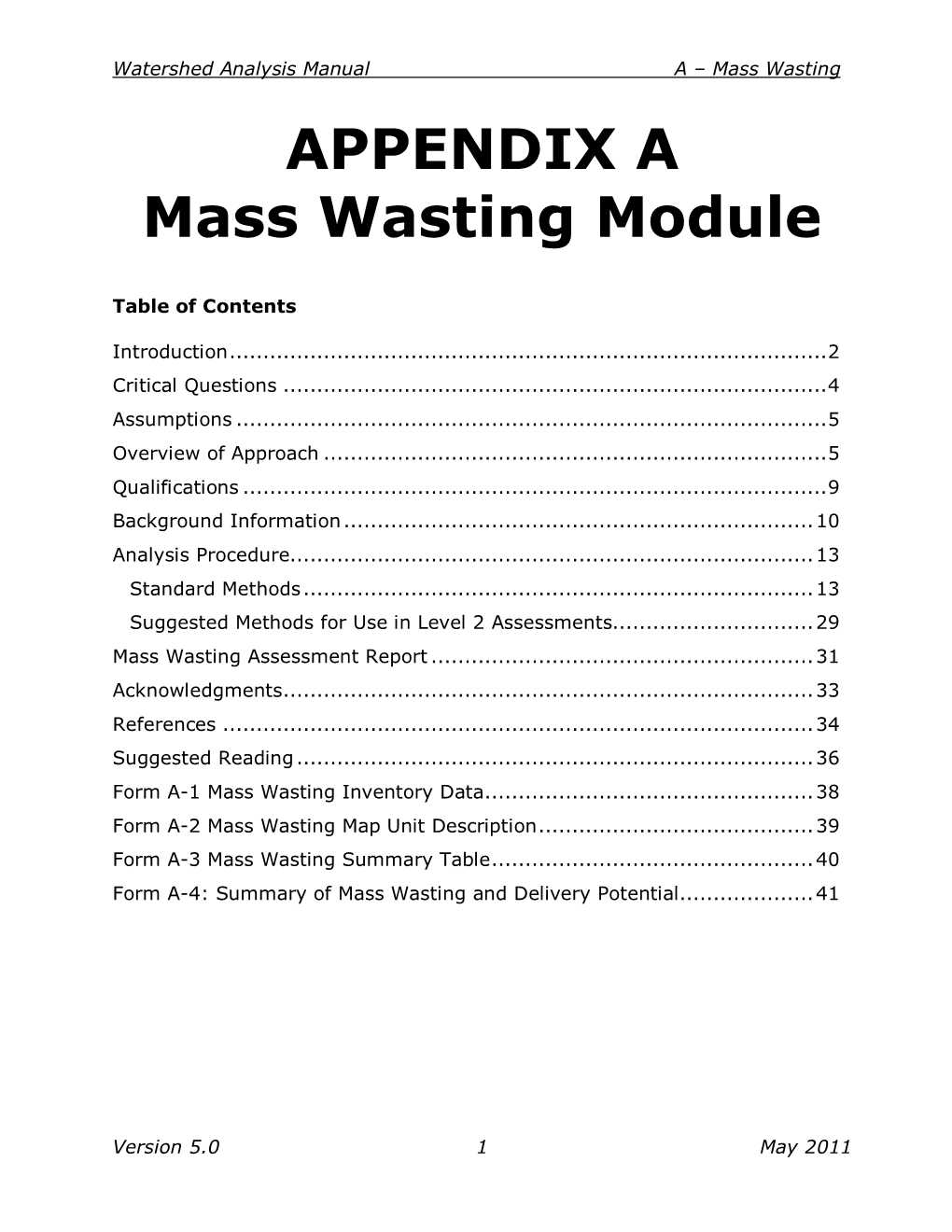 APPENDIX a Mass Wasting Module