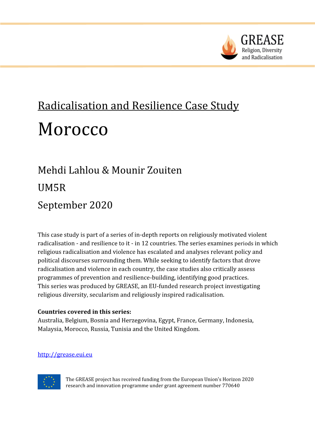 Radicalisation and Resilience Case Study: Morocco
