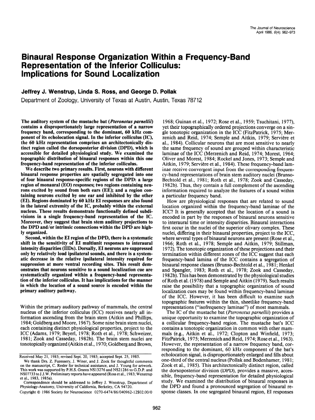 Binaural Response Organization Within a Frequency-Band Representation of the Inferior Colliculus: Implications for Sound Localization