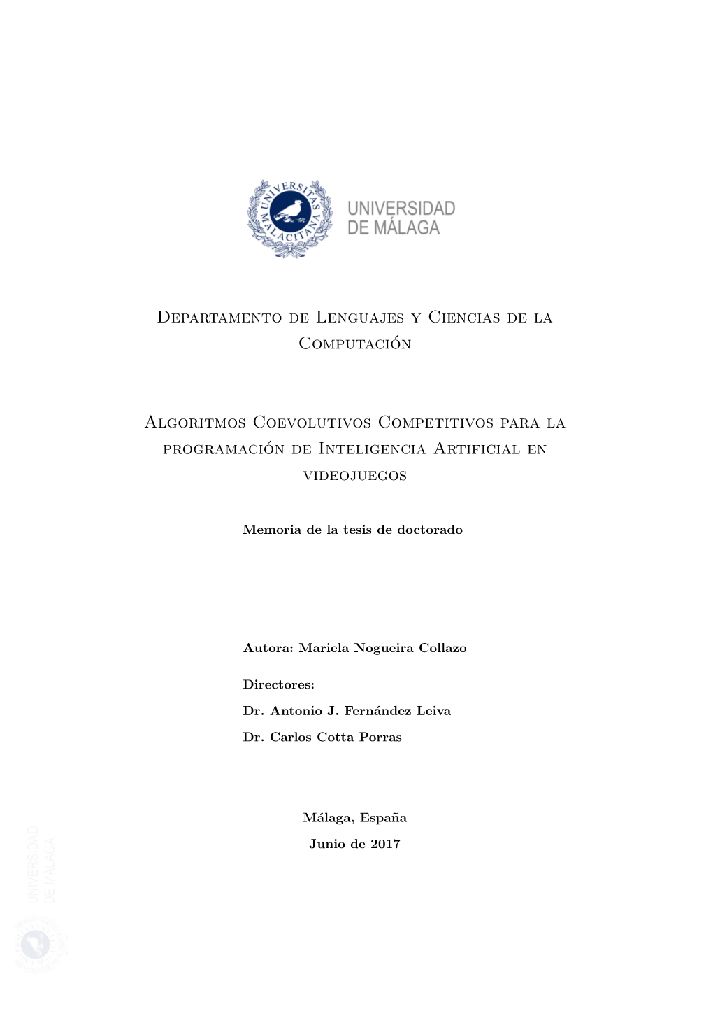 Algoritmos Coevolutivos Competitivos Para La Programación De Inteligencia Artificial En Videojuegos