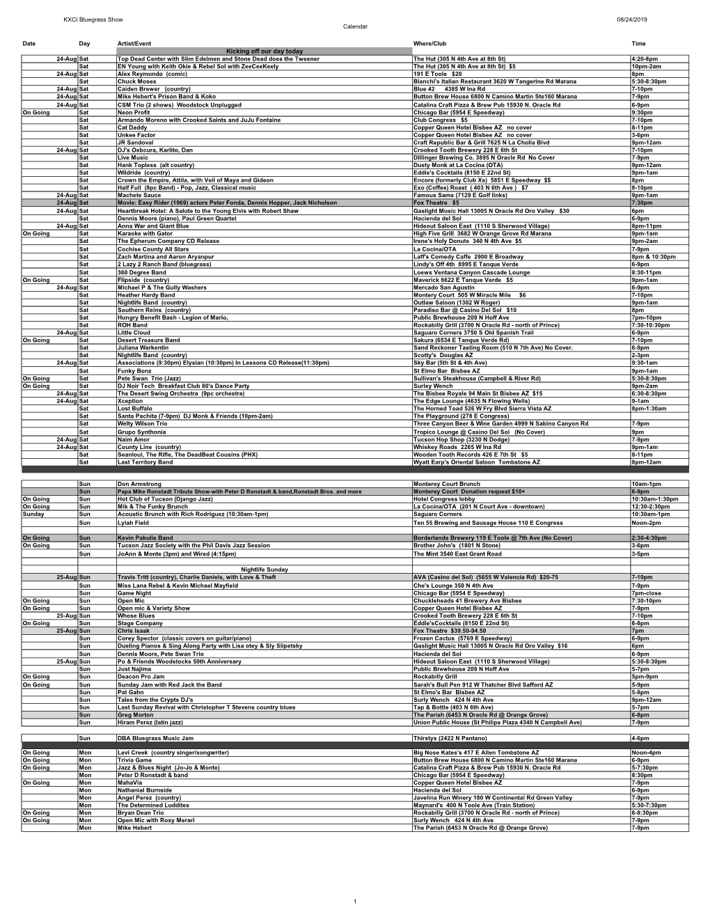 Bluegrass Show Calendar 05-2016