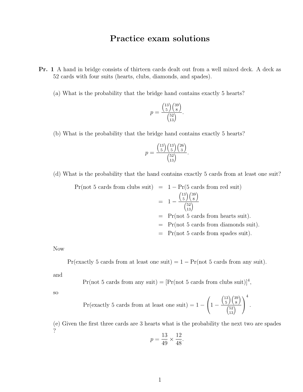 Practice Exam Solutions