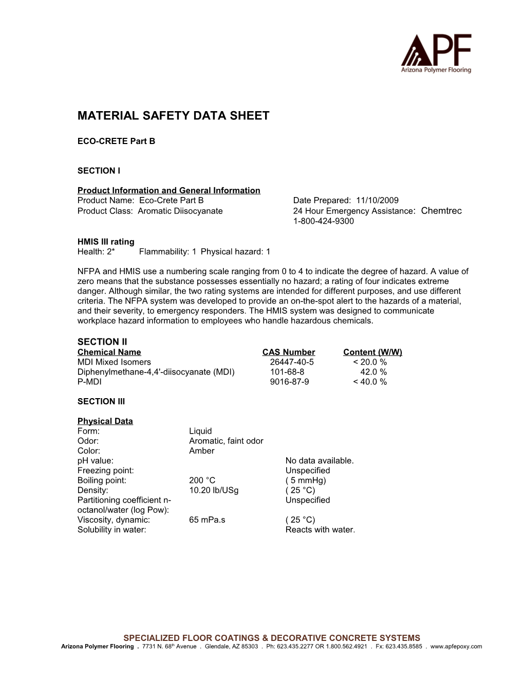 Material Safety Data Sheet s10