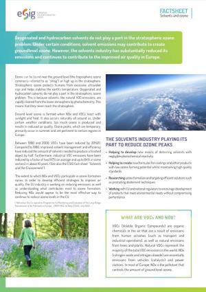 FACTSHEET Solvents and Ozone