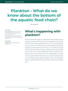 Plankton – What Do We Know About the Bottom of the Aquatic Food Chain?