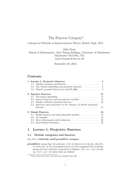 The Functor Category∗ Categorical Methods in Representation Theory, Bristol, Sept
