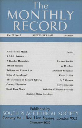 Vol. 62 No. 9 SEPTEMBER 1957 Sixpence Notes of the Month