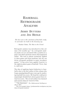 Baseball Retrograde Analysis