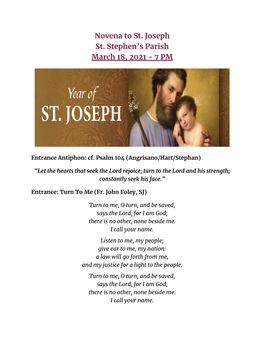 St. Joseph Novena Mass (March 18, 2021)