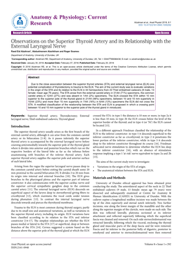 Observations on the Superior Thyroid Artery and Its Relationship with The