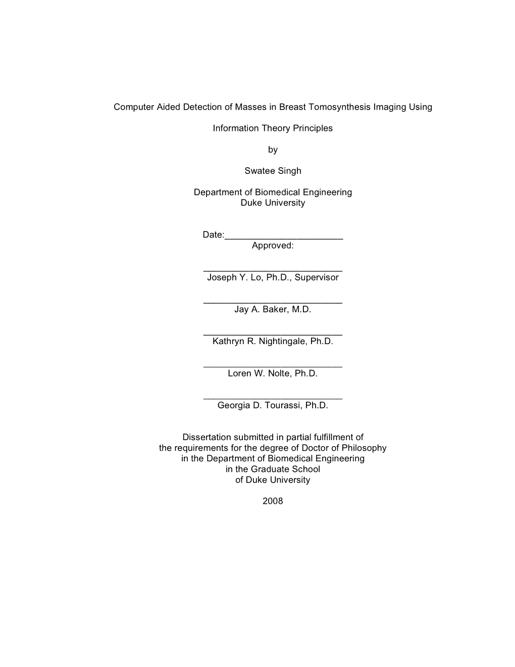 I V Computer Aided Detection of Masses in Breast Tomosynthesis