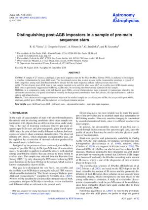 Distinguishing Post-AGB Impostors in a Sample of Pre-Main Sequence Stars