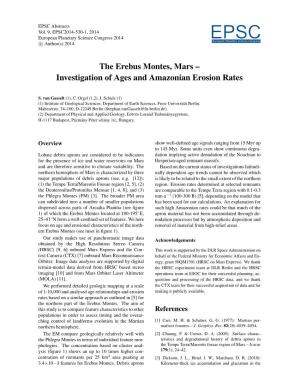 The Erebus Montes, Mars – Investigation of Ages and Amazonian Erosion Rates