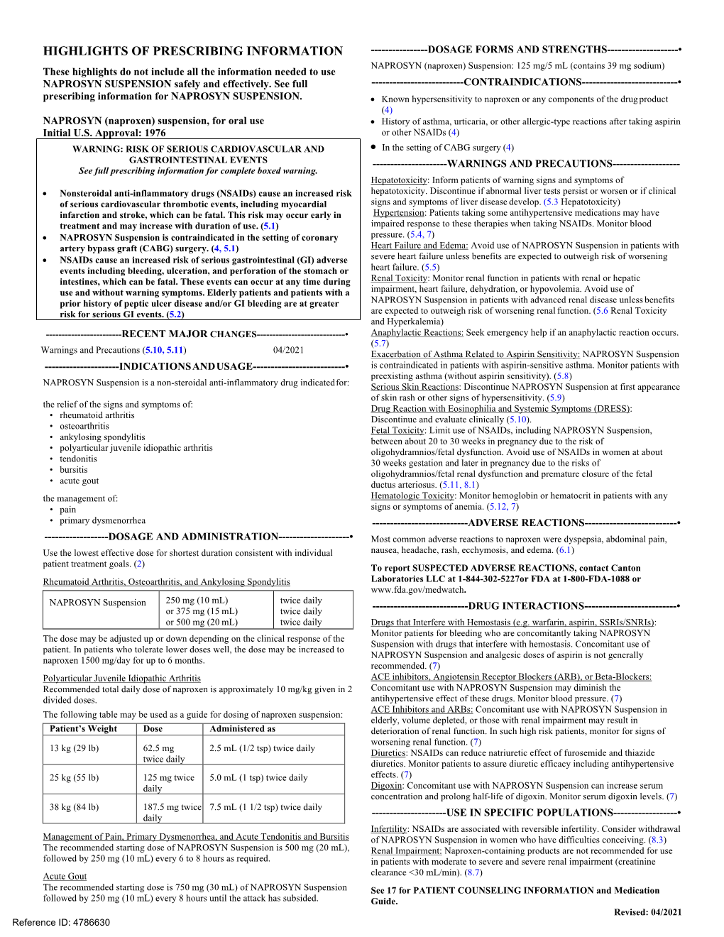 Highlights of Prescribing Information