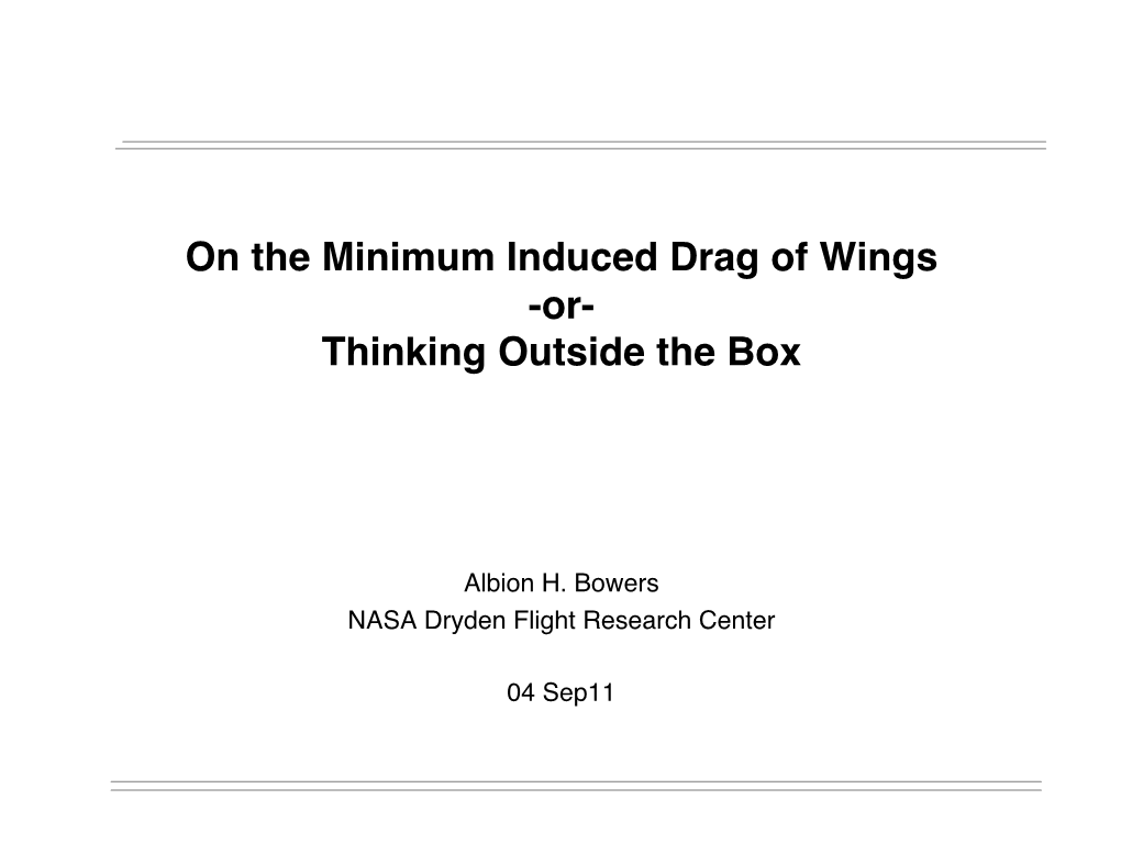 Minimum Induced Drag & Bending Moment