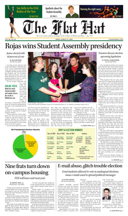 Rojas Wins Student Assembly Presidency Junior Elected with Senators Discuss Election, 60 Percent of Vote Upcoming Legislation