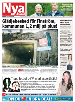 Glädjebesked För Finström, Kommunen 1,2 Milj På Plus!