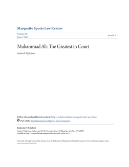 Muhammad Ali: the Greatest in Court Andres F