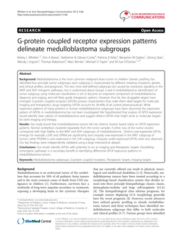 G-Protein Coupled Receptor Expression Patterns Delineate