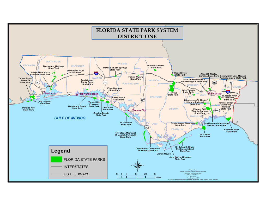 FLORIDA STATE PARK SYSTEM DISTRICT ONE Legend