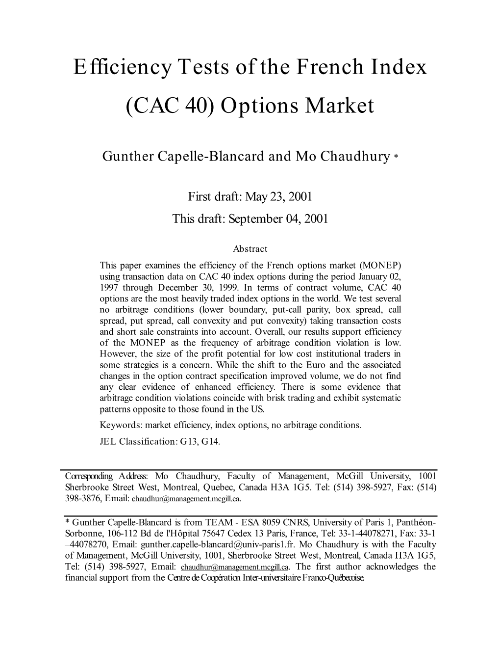 CAC 40) Options Market