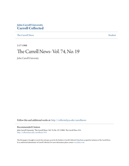 The Carroll News- Vol. 74, No. 19
